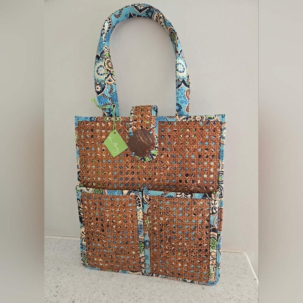 Vera Bradley Blue and Brown Woven Tote